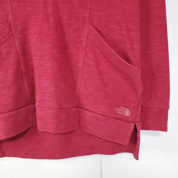 The North Face Med Women Burgundy Front Pocket Logo 1/2 Zip Long Sleeve Hoodie - Picture 6 of 9